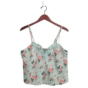 Victoria's Secret Vintage Gold Label Green Pink Floral Strappy Cami Size Large